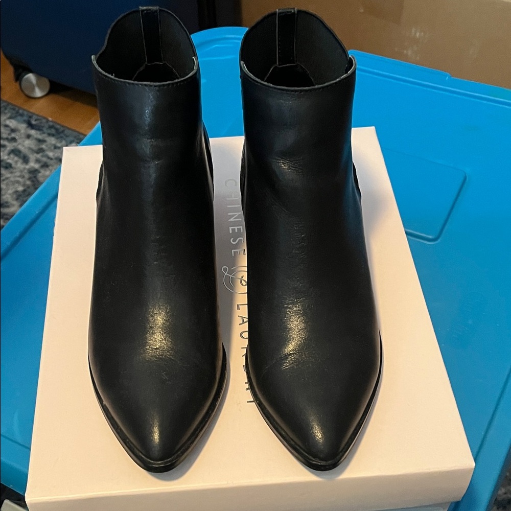 Chinese Laundry Black Pointed Toe Ankle Booties